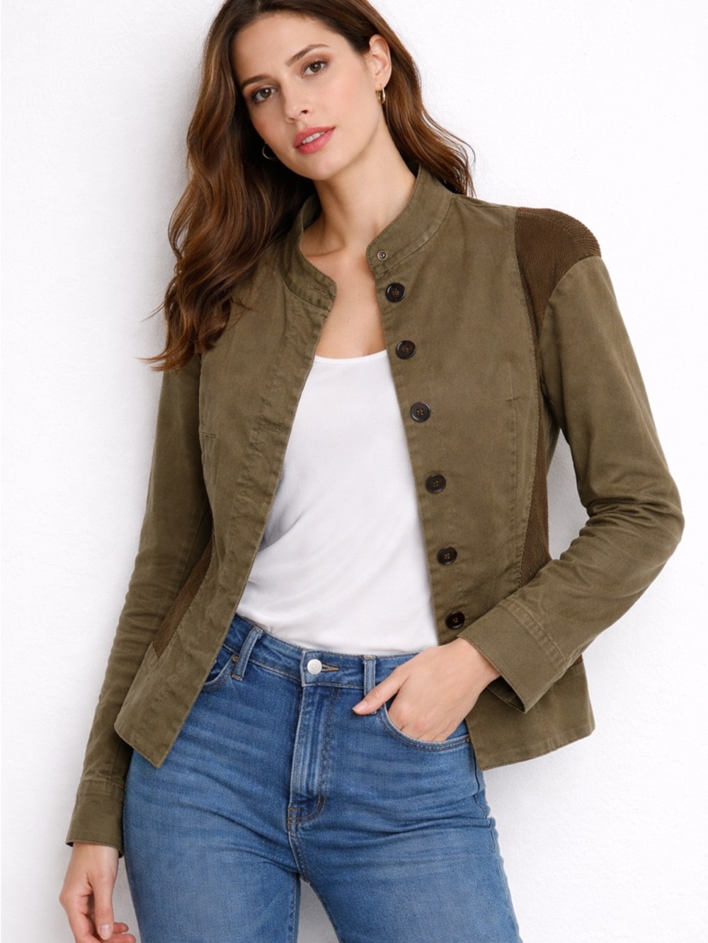 Alexander McQueen Olive Green Utility Jacket with Dark Brown Accents